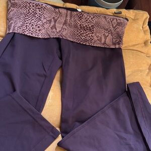 Purple lulu Yoga Pants with Animal Print Waistband full length